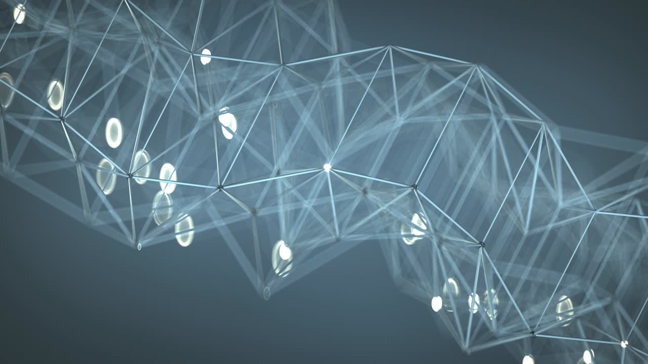 forma de red futurista con líneas y esferas brillantes bucle animación de renderización 3d