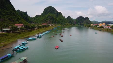 a river in vietnam with fisher boats