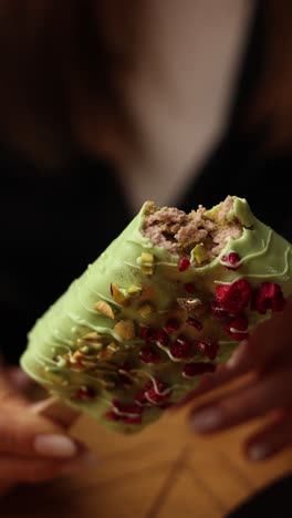 gourmet pistachio raspberry popsicle