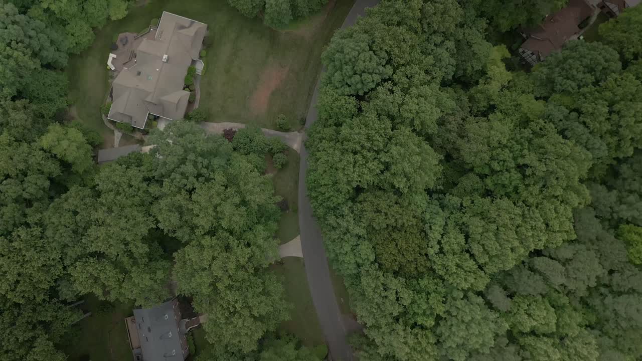 4K Ariel Drone Shot of Upperclass Neighborhood in North Carolina