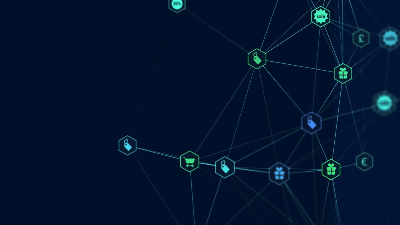 Globus af digitale ikoner mod blå baggrund