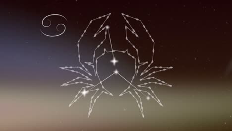 Animation-Des-Sternzeichens-Krebs-über-Rauchwolken-Im-Hintergrund