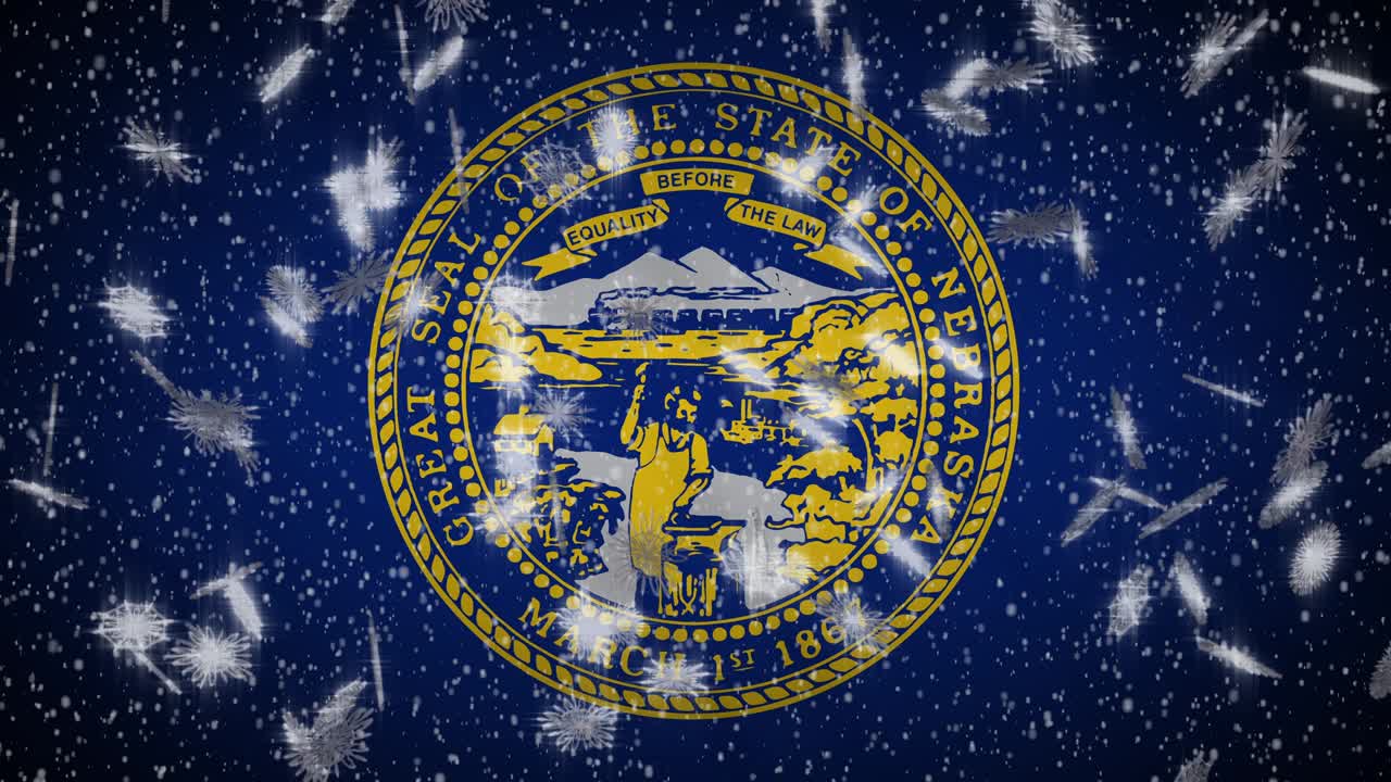 네브래스카 발: 눈이 떨어지고, 새해와 크리스마스 배경, 루프