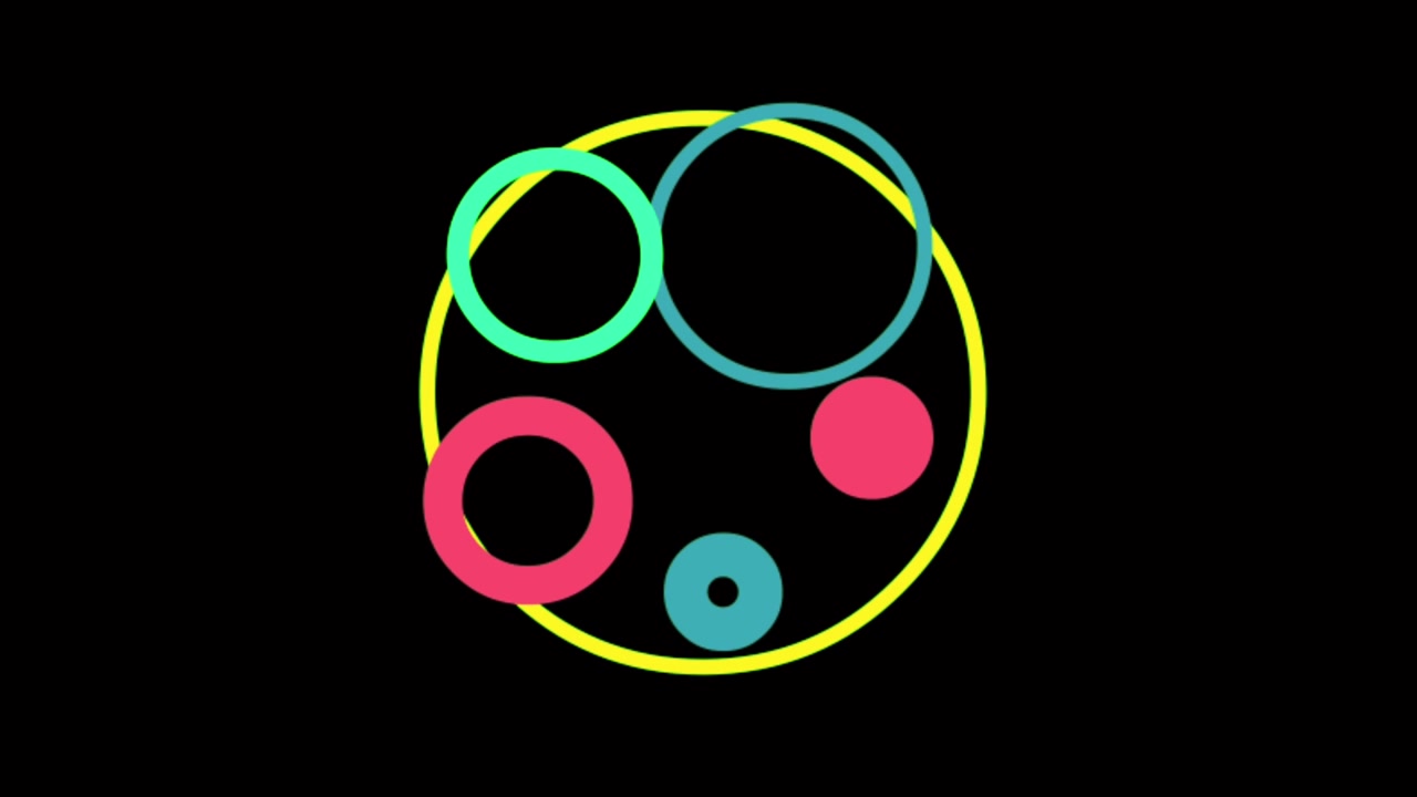 Animation colorful geometric shape isolate on black background.