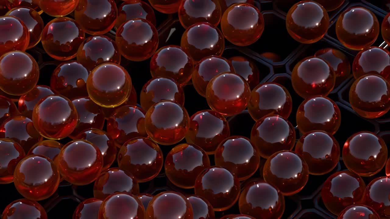 patrón de panal renderizado en 3d con esferas transparentes