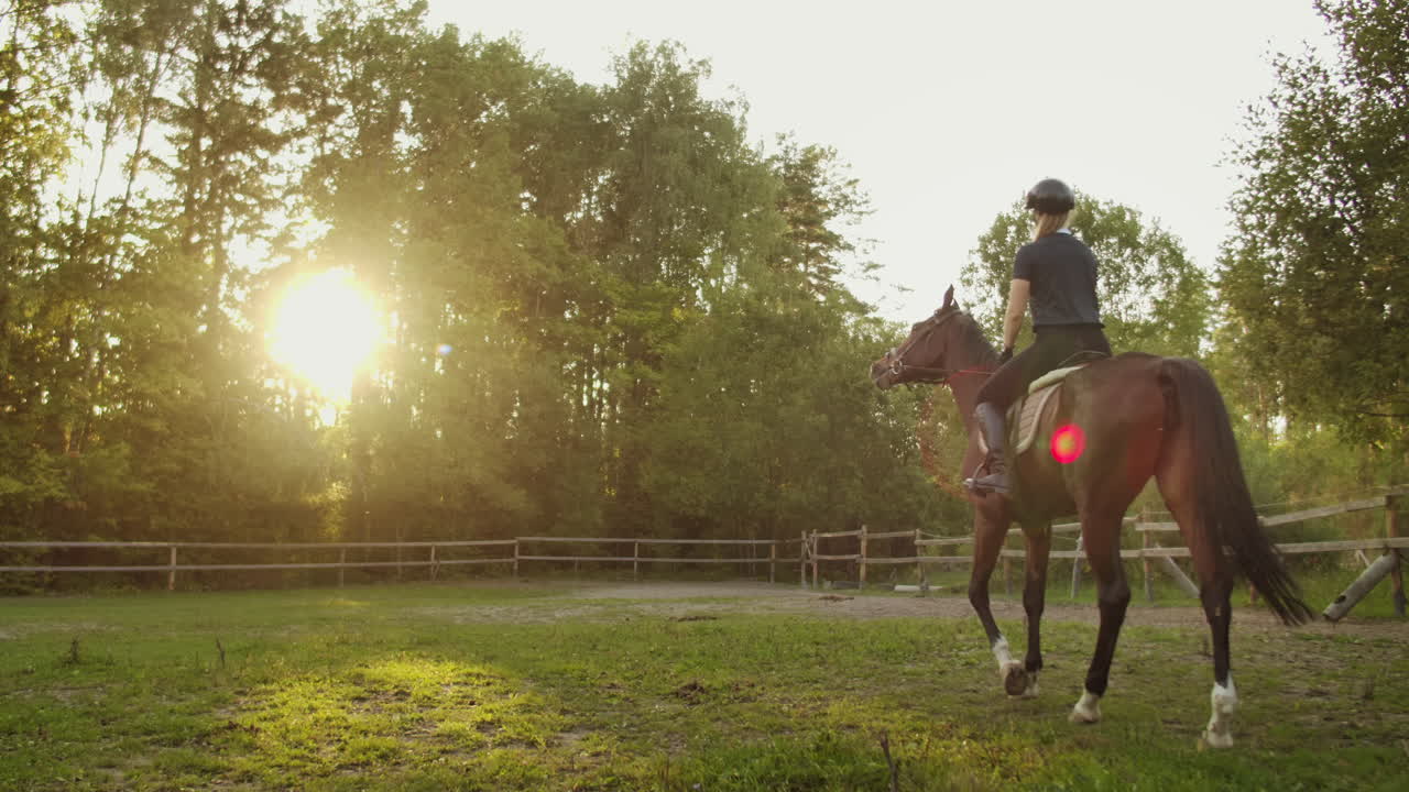 Premium stock video - This is an unusual walk. young woman is riding on ...