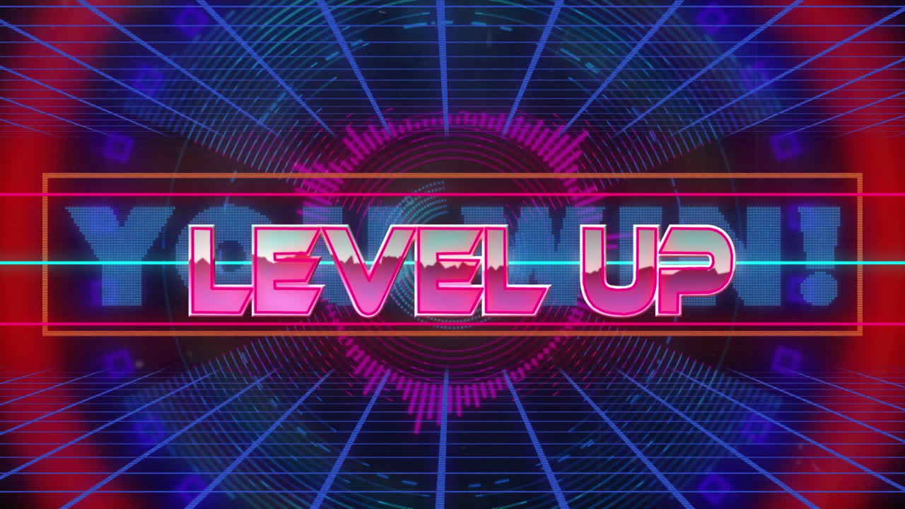 디지털 추상 공간에서 레벨을 올리는 애니메이션