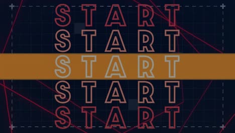 animation of start texts and squares with grid pattern over black background