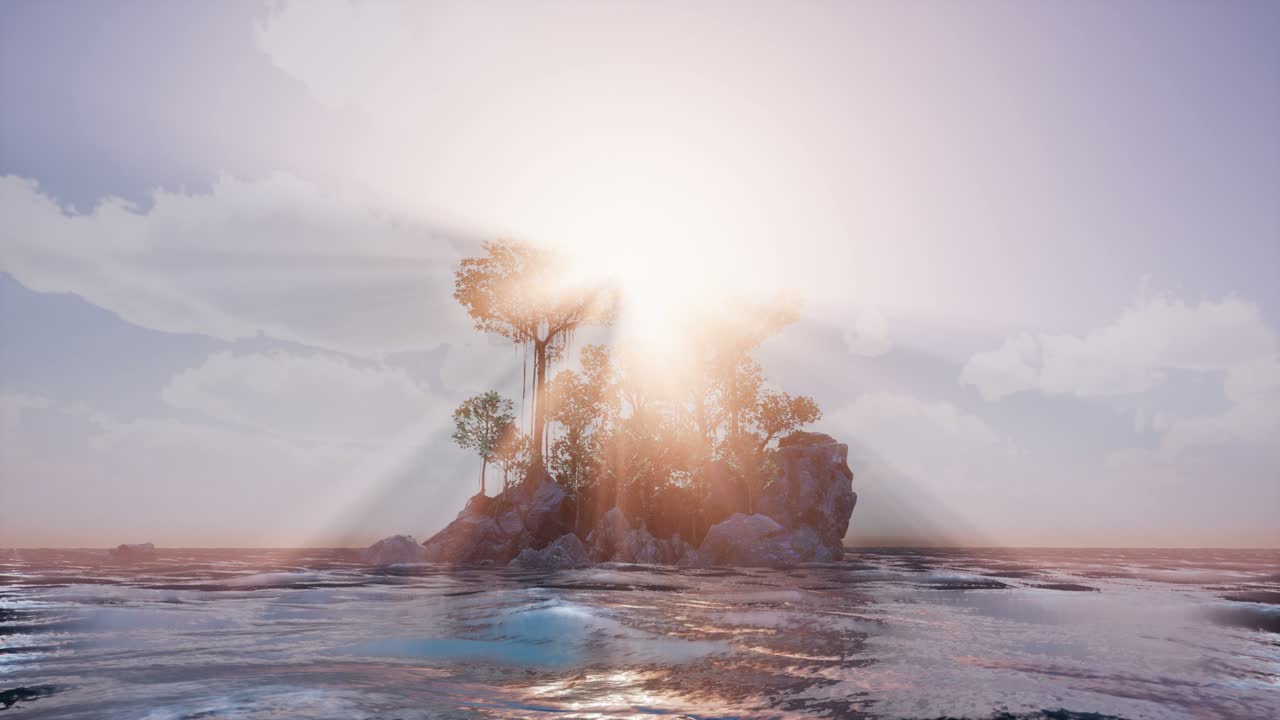 isla rocosa con árboles como el océano