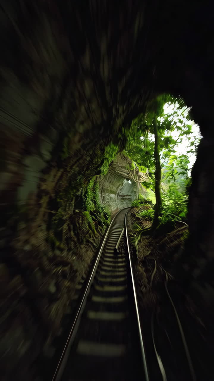 Tunnel Train Journey Through Nature