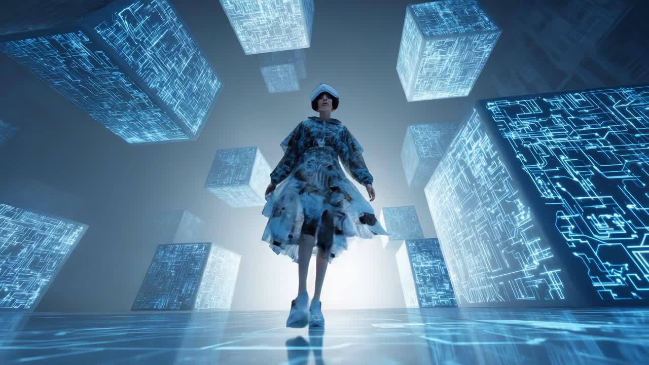 Woman in a Futuristic Digital World