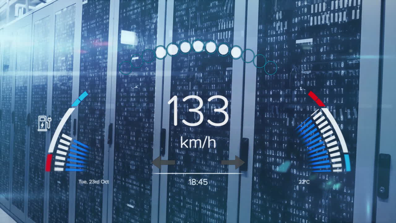 Animation of car panel over server room
