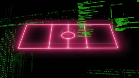 animation of data processing over neon sports pitch