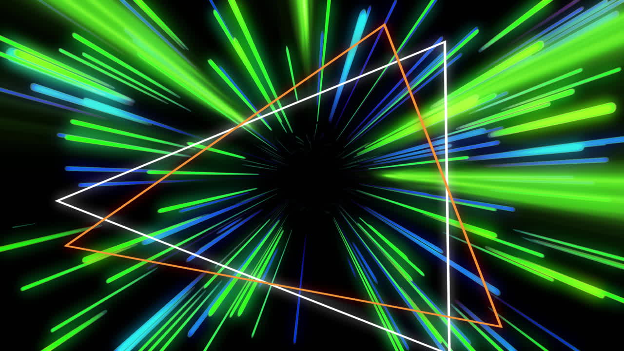 빛의 흔적 배경 위에 네온 패턴의 애니메이션