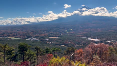 incredible panorama panning shot over mt. fuji with fall colors