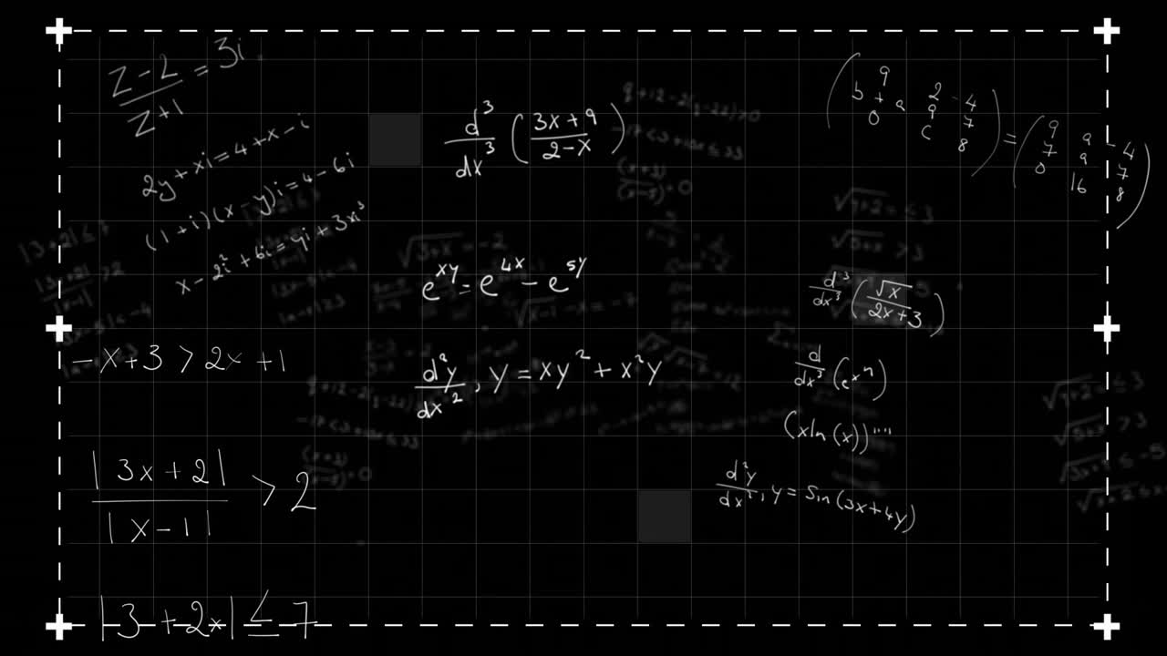 анимация математической обработки данных на черном фоне