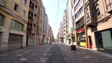 i̇stiklal avenue at covid-19 pandemic curfew no people.