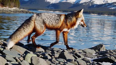 arctic fox by the sea