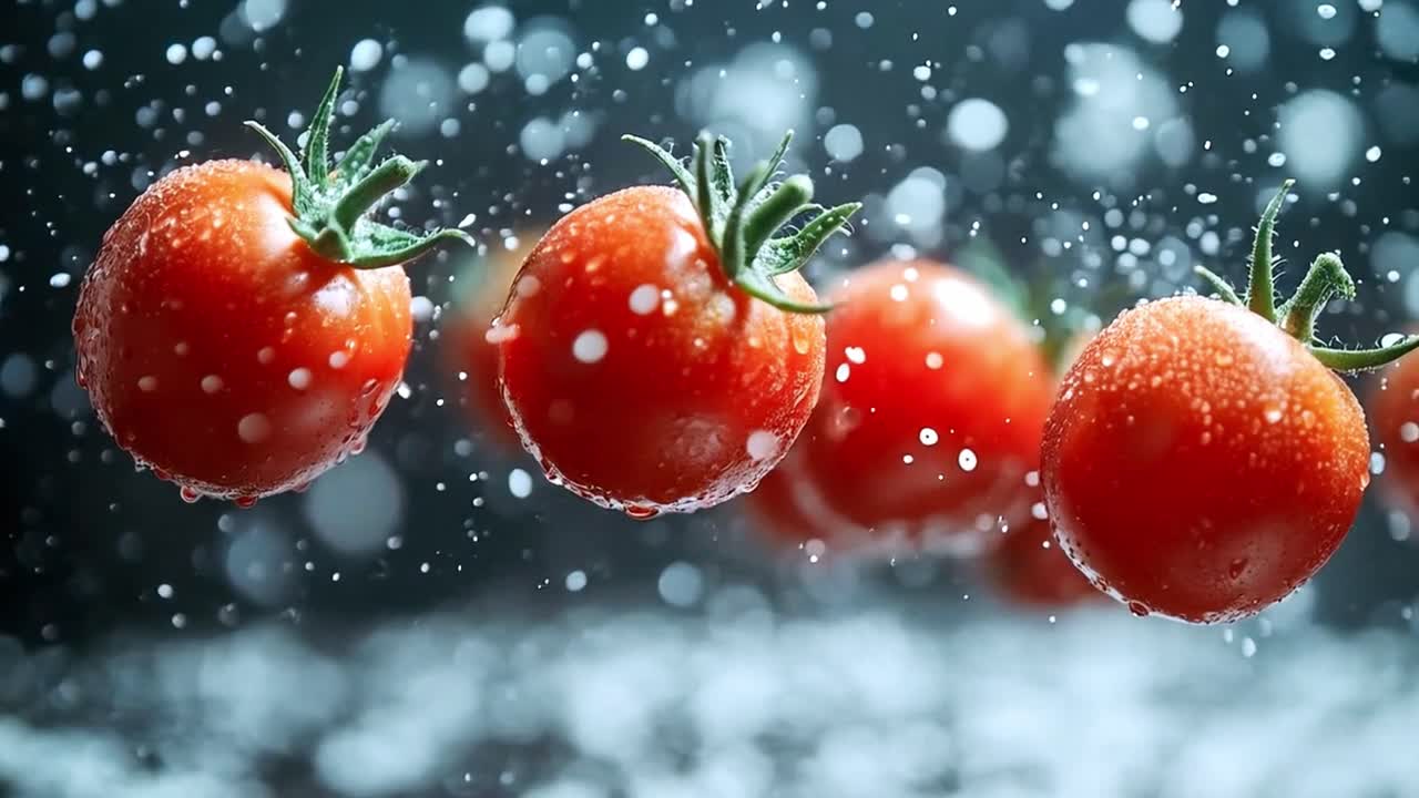 Fresh Cherry Tomatoes with Water Droplets