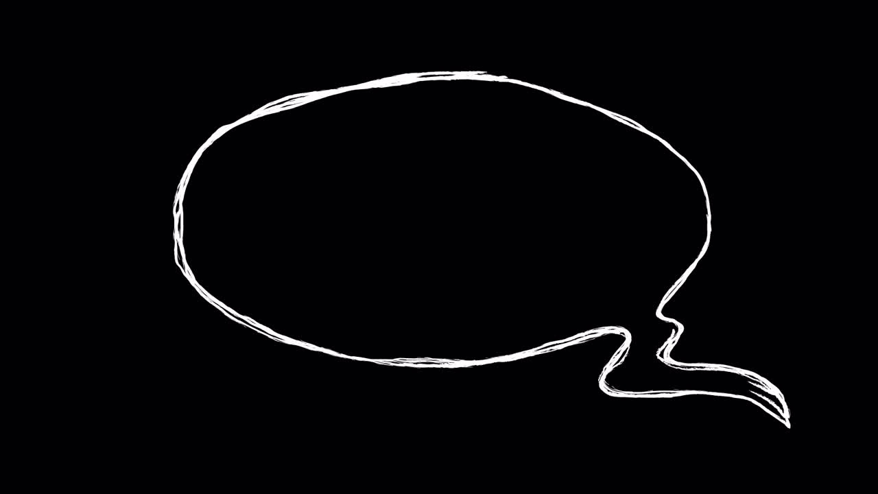 Hand-Drawn Chalk Speech Bubble Animation on Black Background