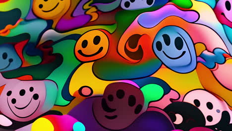 colorful smiley faces and abstract shapes animation