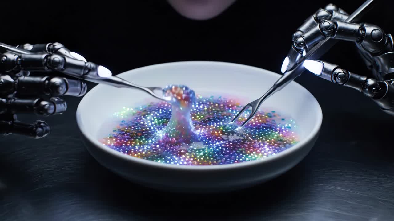 Robot eating water beads
