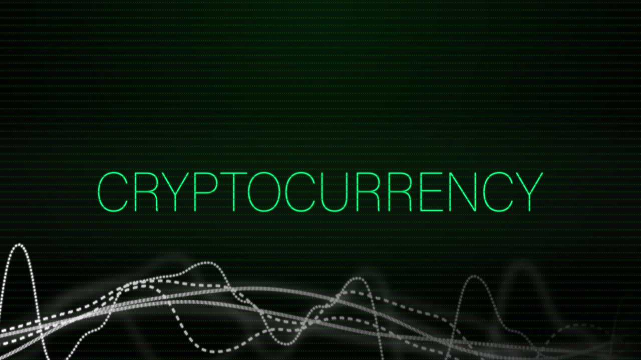 선 위에 암호화폐 텍스트의 애니메이션