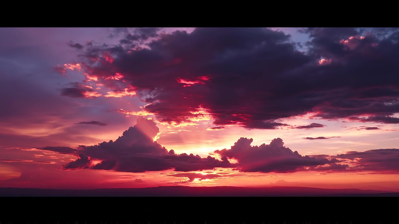 Dramatic Cinematic Sunset with Vibrant Red and Purple Clouds