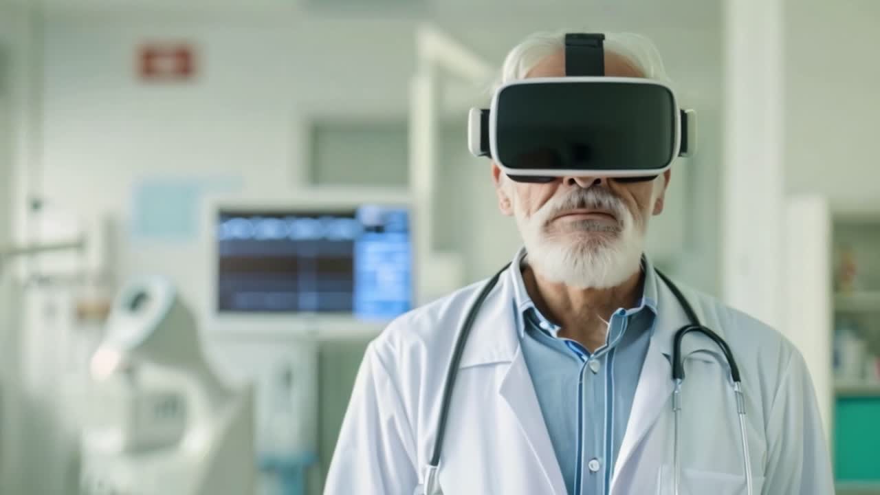 Medico che utilizza un visore VR in un contesto medico