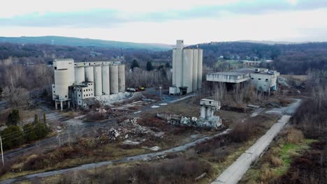 abandoned industrial building. aerial fly through