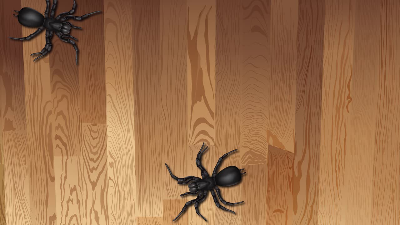 arañas que se arrastran por una superficie de madera