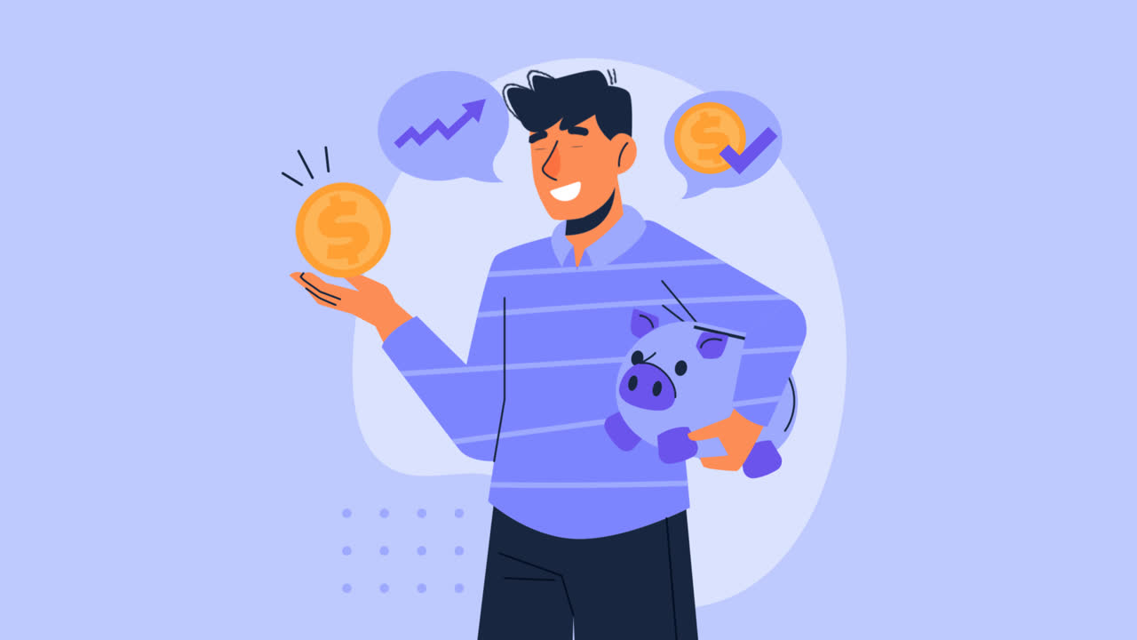 gráfico de movimiento de la ilustración de frugalidad dibujada a mano