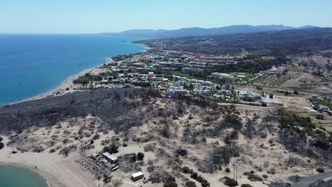 rodas daños por incendios forestales después de que la brigada de bomberos se fue de grecia, rodas se quemó en lindos, arcángeles, masari, agathi, malonas, lardos, kalathos, asklepieion