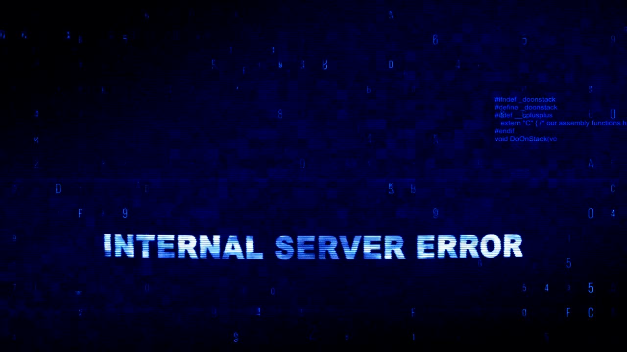 Internal Server Error Text Digital Noise Twitch Glitch Distortion Effect Error Loop Animation.