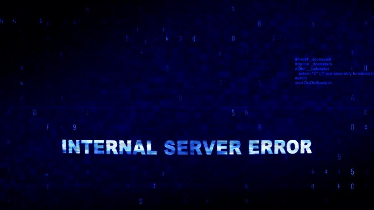 Internal Server Error Text Digital Noise Twitch Glitch Distortion Effect Error Loop Animation.