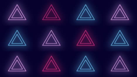 triangles icons pattern with neon colorful led light