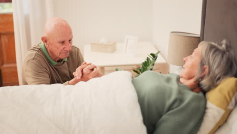 Bed,-care-and-senior-couple-holding-hands