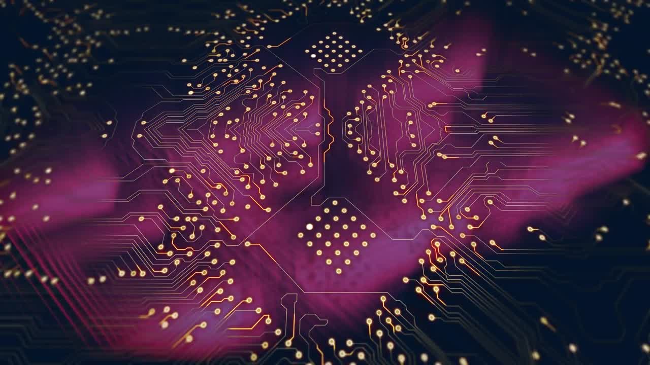 Animation of processor socket over dark background