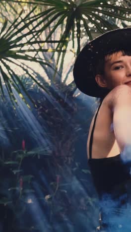 enchanting moments with colorful smoke in a tropical paradise