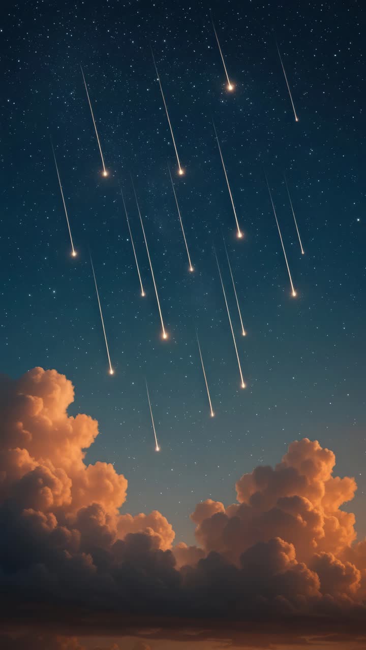 A mesmerizing video concept of a starry sky with shooting stars