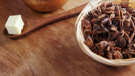 various ingredients on a wooden table 4k