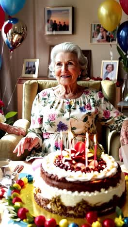 elderly woman's birthday celebration