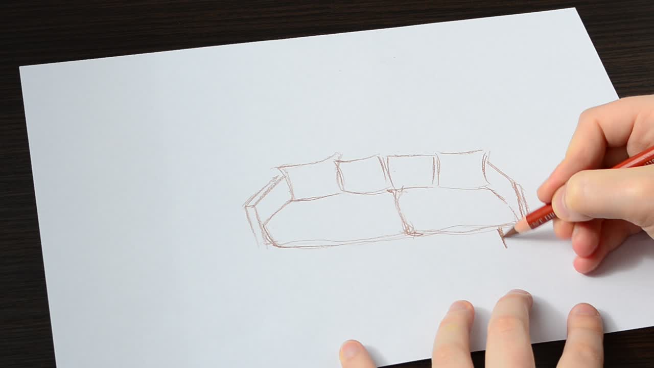 We draw a sofa. We draw picture