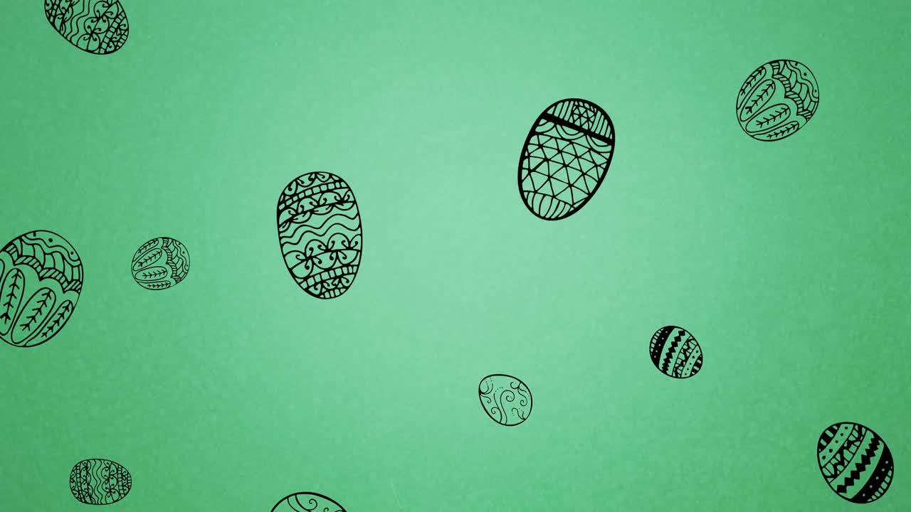 Animation of easter eggs falling on green background