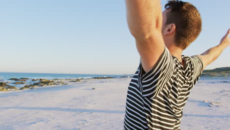 young man relaxing by the sea 4k