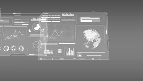 animación de la interfaz con el procesamiento de datos contra un fondo gris