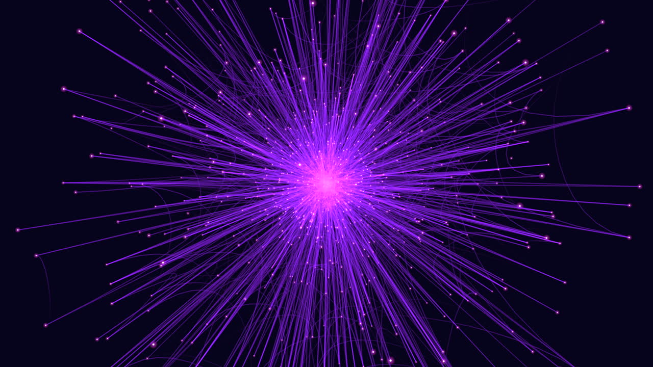 Vibrant purple explosion with radiating lines in dark space