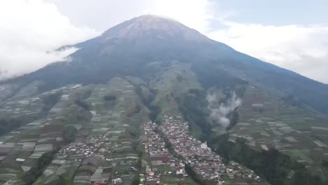 aerial view, nepal van java which is a tourist village on the slopes of mount sumbing, magelang, central java