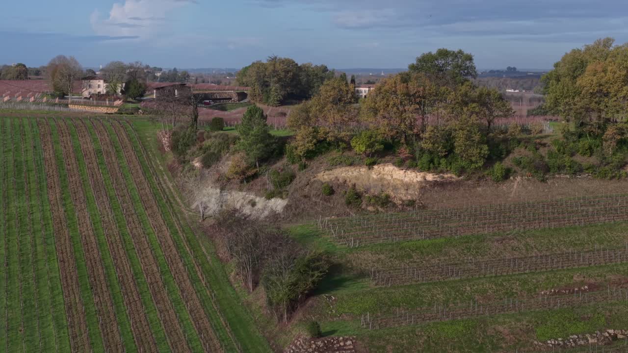 AERIAL VIEW OF CHATEAU MANGOT VINEYARDS SAINT-EMILION AREA