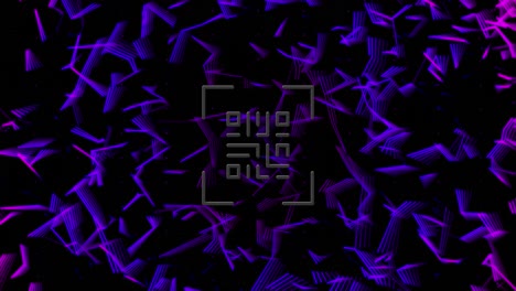 animación de la red de conexiones y código qr con iconos sobre fondo oscuro
